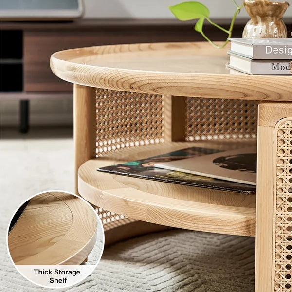 Japandi Round Wood Coffee Table - Japandi