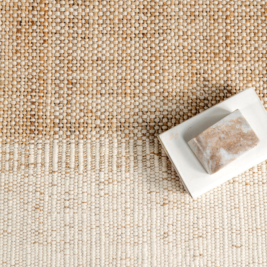 Japandi Rust Striped Fringed Rug - Japandi