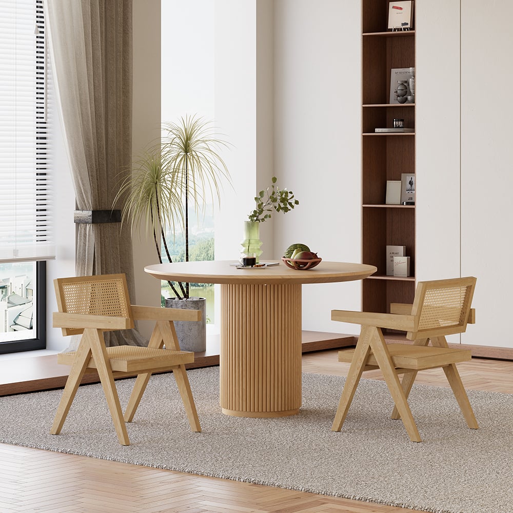 Japandi Small Round Wood Table - Japandi