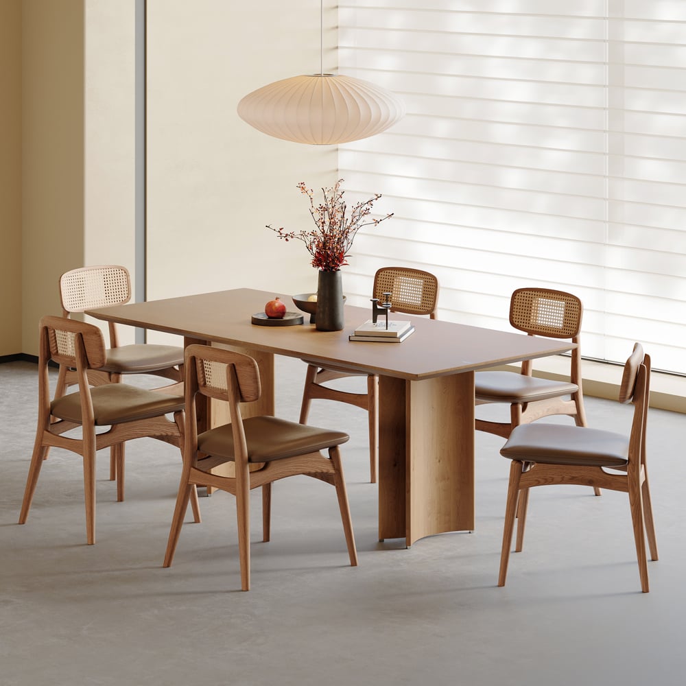 Japandi Faux Leather Chair (x2) - Japandi