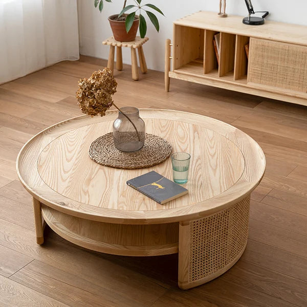 Japandi Round Wood Coffee Table - Japandi
