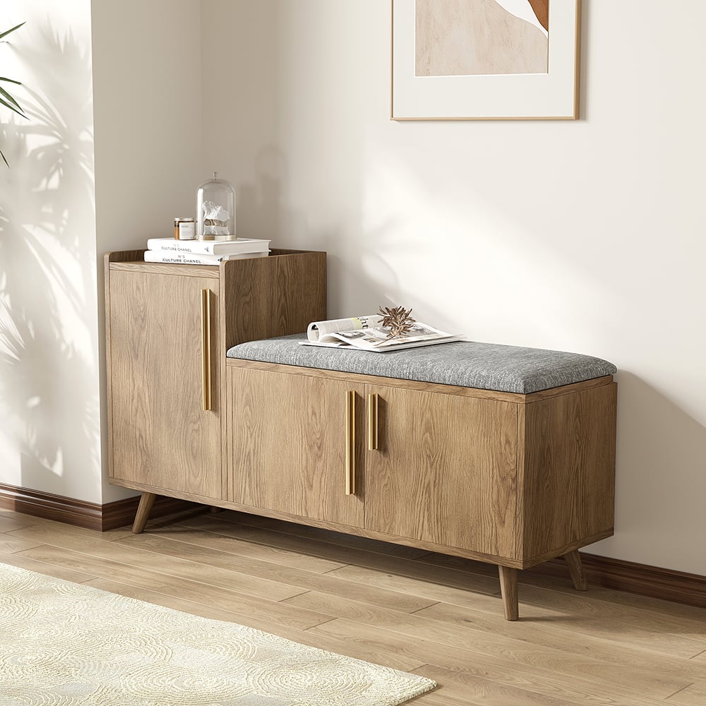 Japandi Wooden Shoe Storage Bench - Japandi