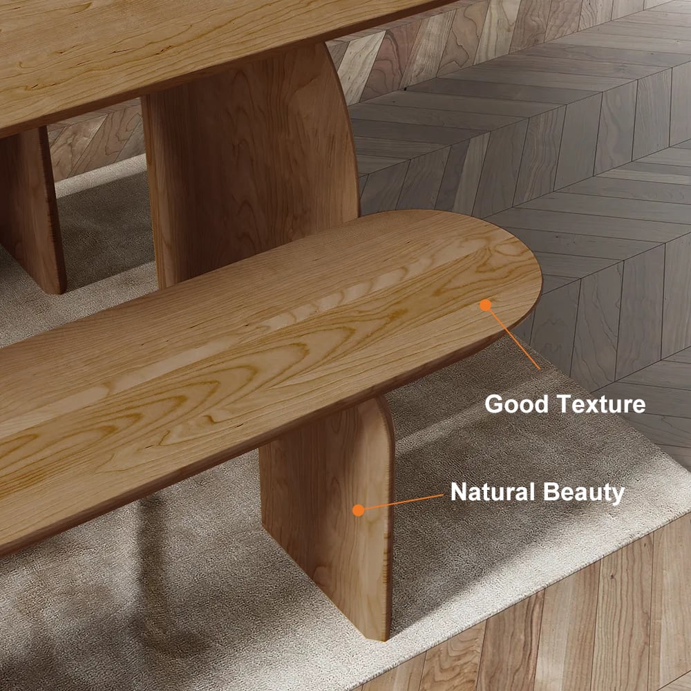 Japandi Oval Wood Bench - Japandi