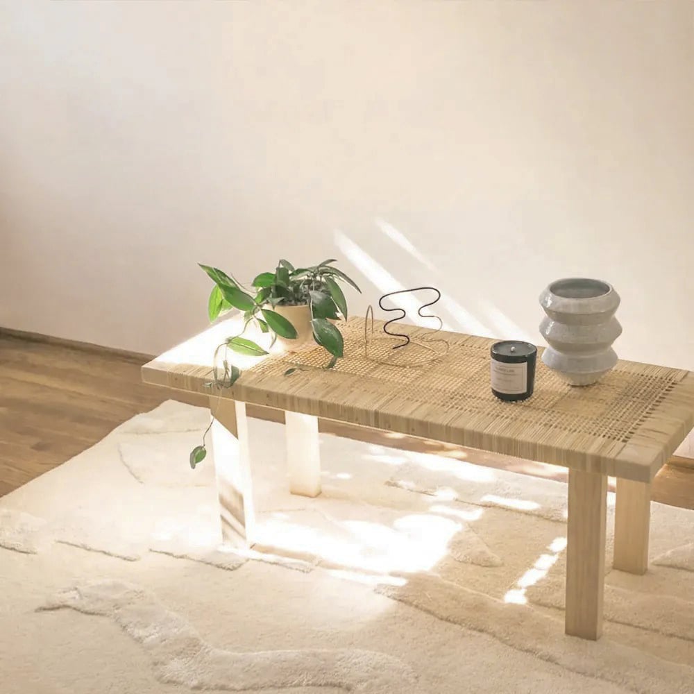 Japandi Woven Rattan Bench - Japandi