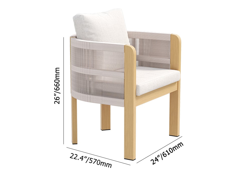 Japandi Aluminum Outdoor Dining Set With Extendable Table and Woven Chairs - Japandi