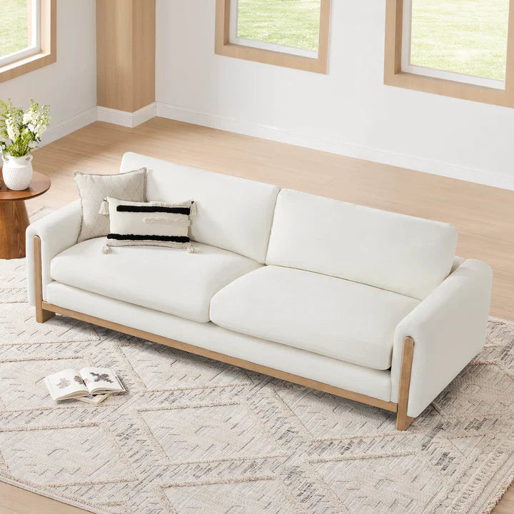 Ivory Upholstered Japandi Sofa - Japandi