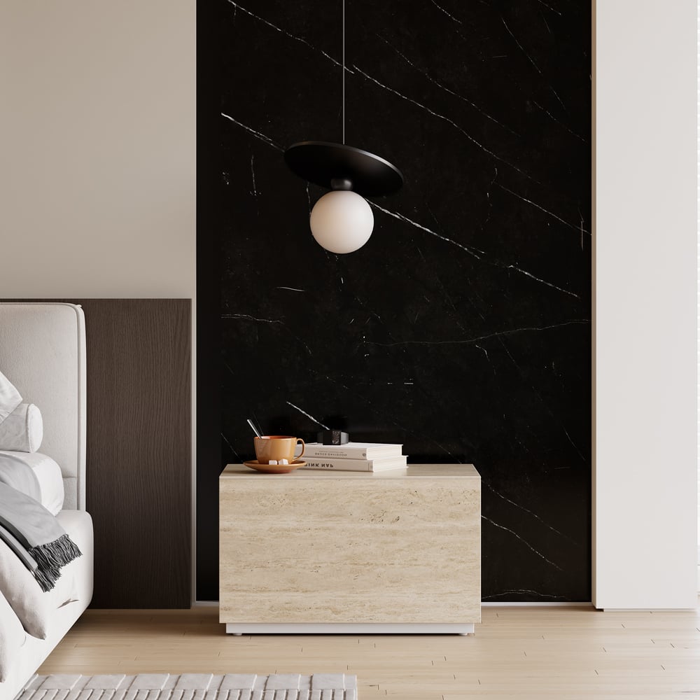 Japandi Travertine Nightstand - Japandi