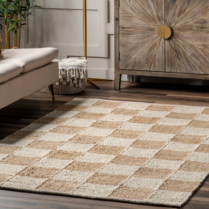 Japandi Checkered Jute Rug - Japandi
