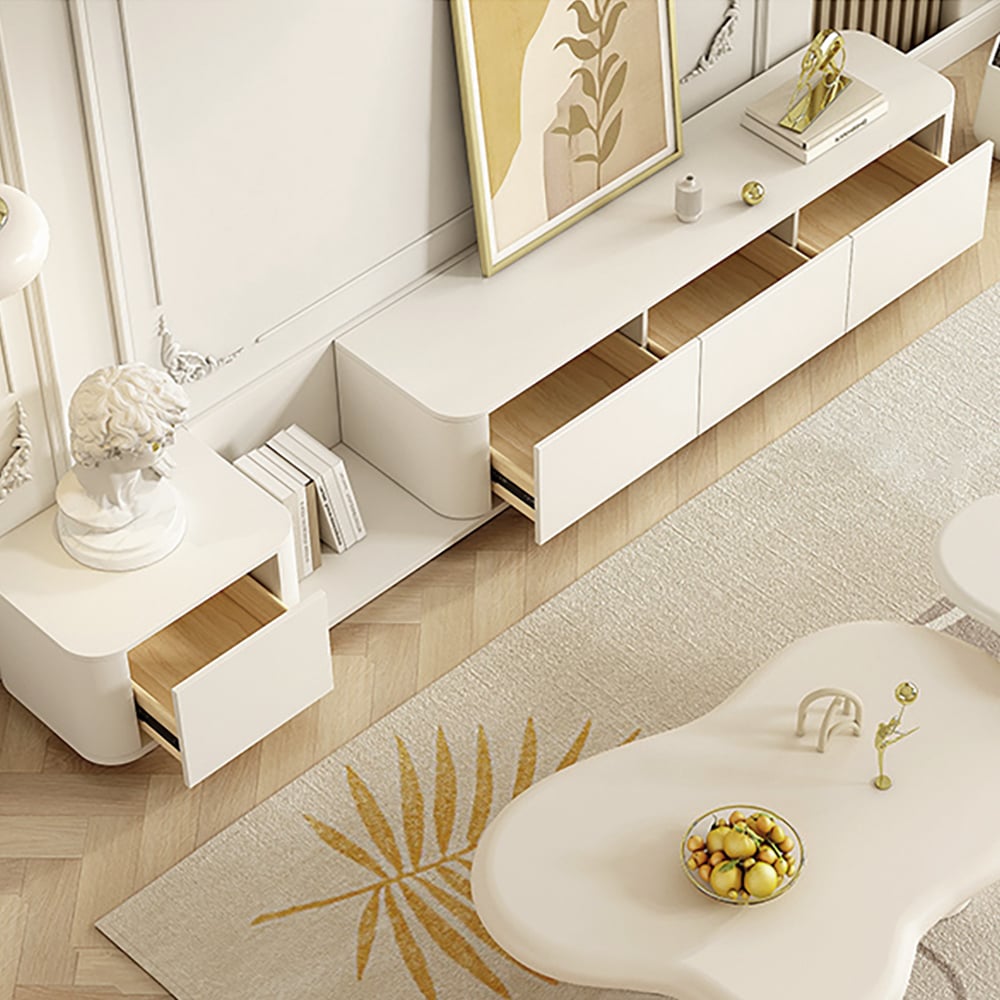 Japandi White TV Stand - Japandi