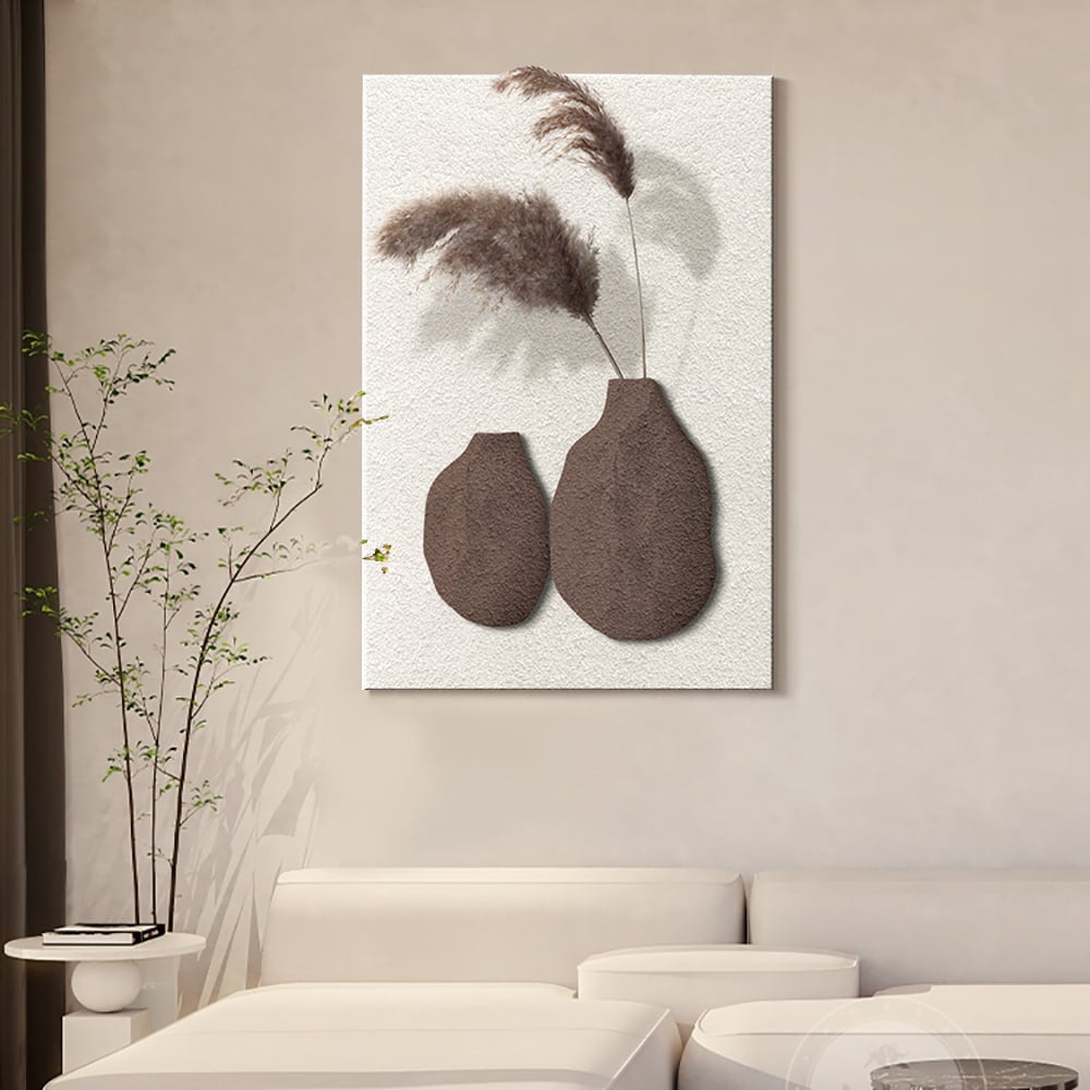 Japandi Wall Art With Brown Vase - Japandi
