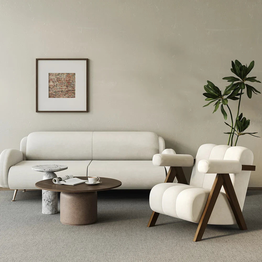 Japandi Beige Accent Chair - Japandi