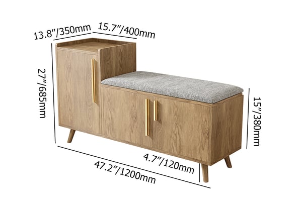 Japandi Wooden Shoe Storage Bench - Japandi