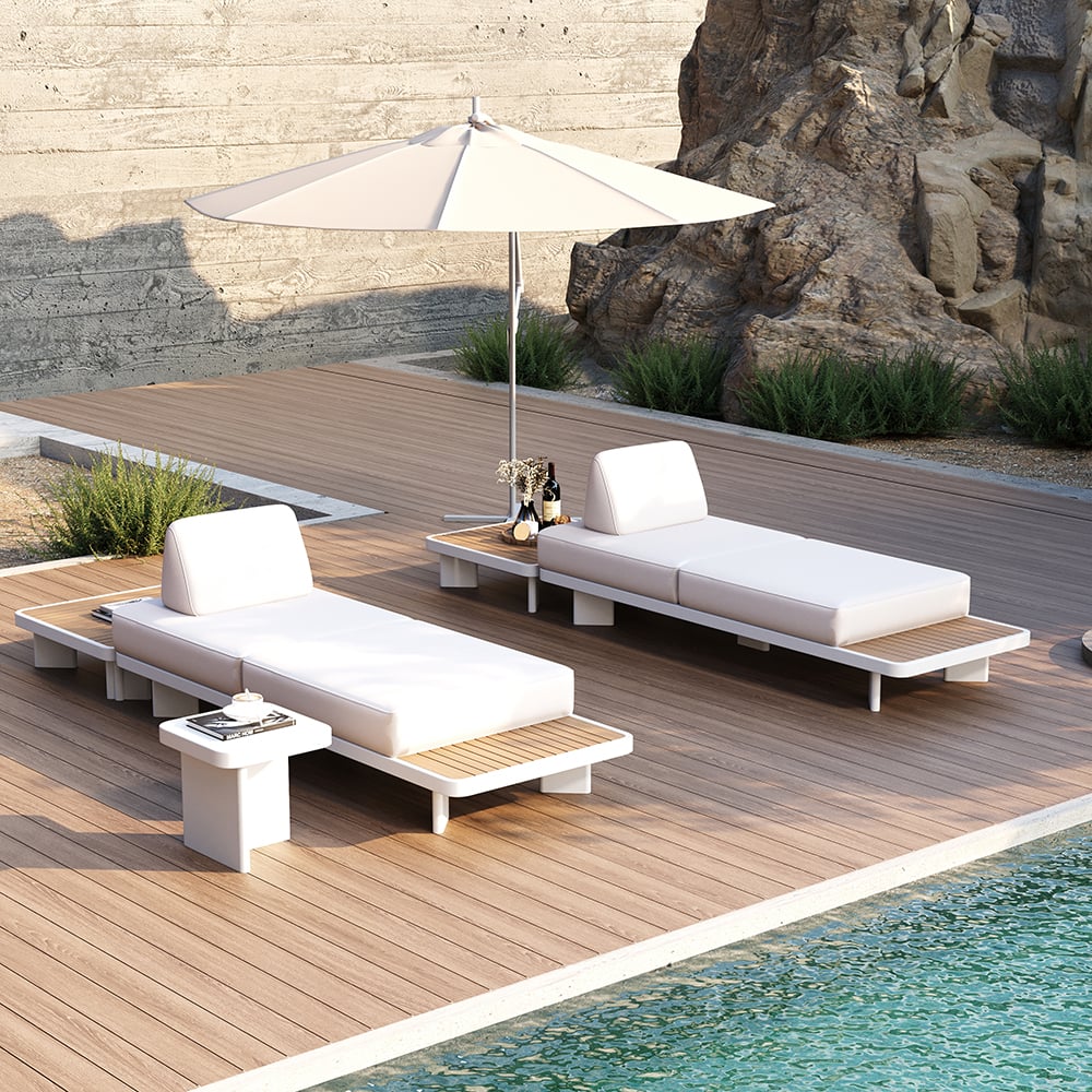 Japandi 5-Piece L-Shape Sectional Sofa Set With Wood Coffee Table - Japandi