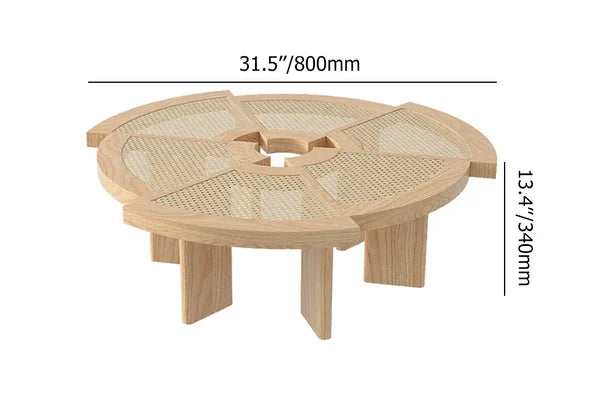Japandi Round Rattan Coffee Table - Japandi