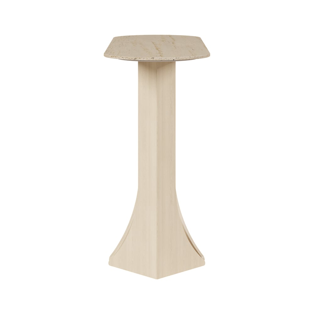 Japandi Oval Travertine Console Table - Japandi