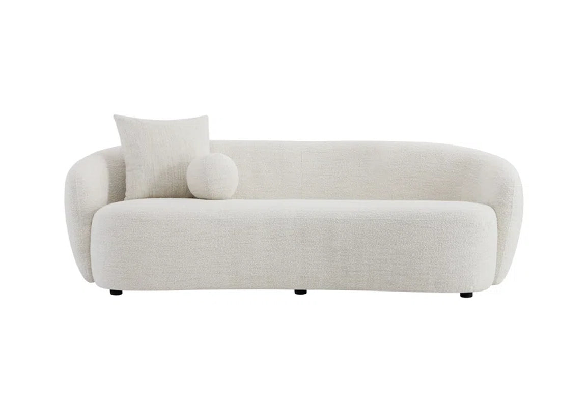 White Japandi Bouclé Sofa - Japandi