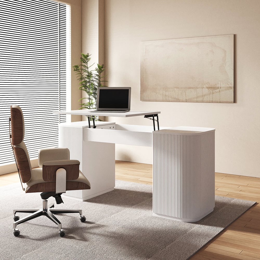 Japandi White Desk - Japandi