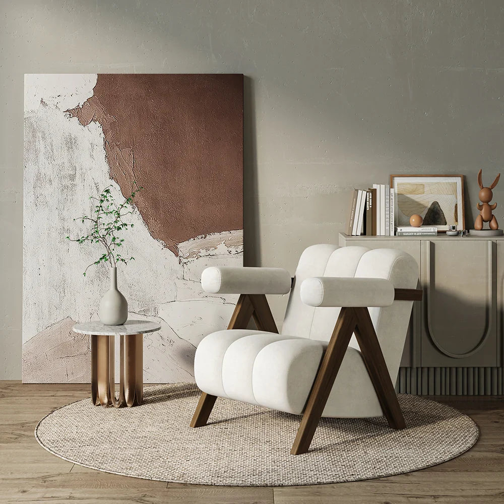Japandi Beige Accent Chair - Japandi