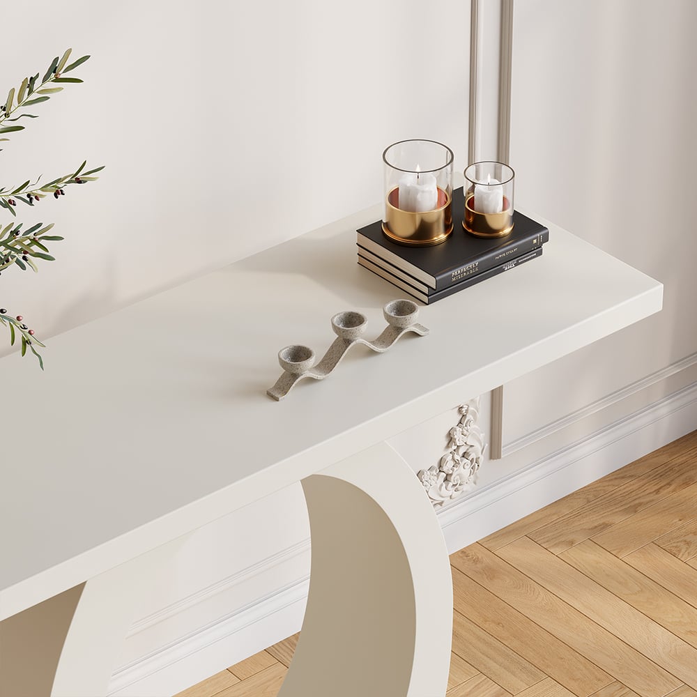 Japandi White Console Table - Japandi