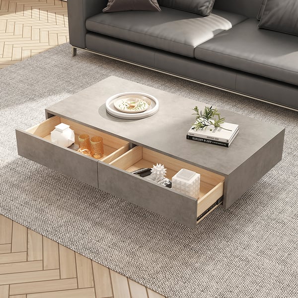 Japandi Concrete Gray Coffee Table - Japandi