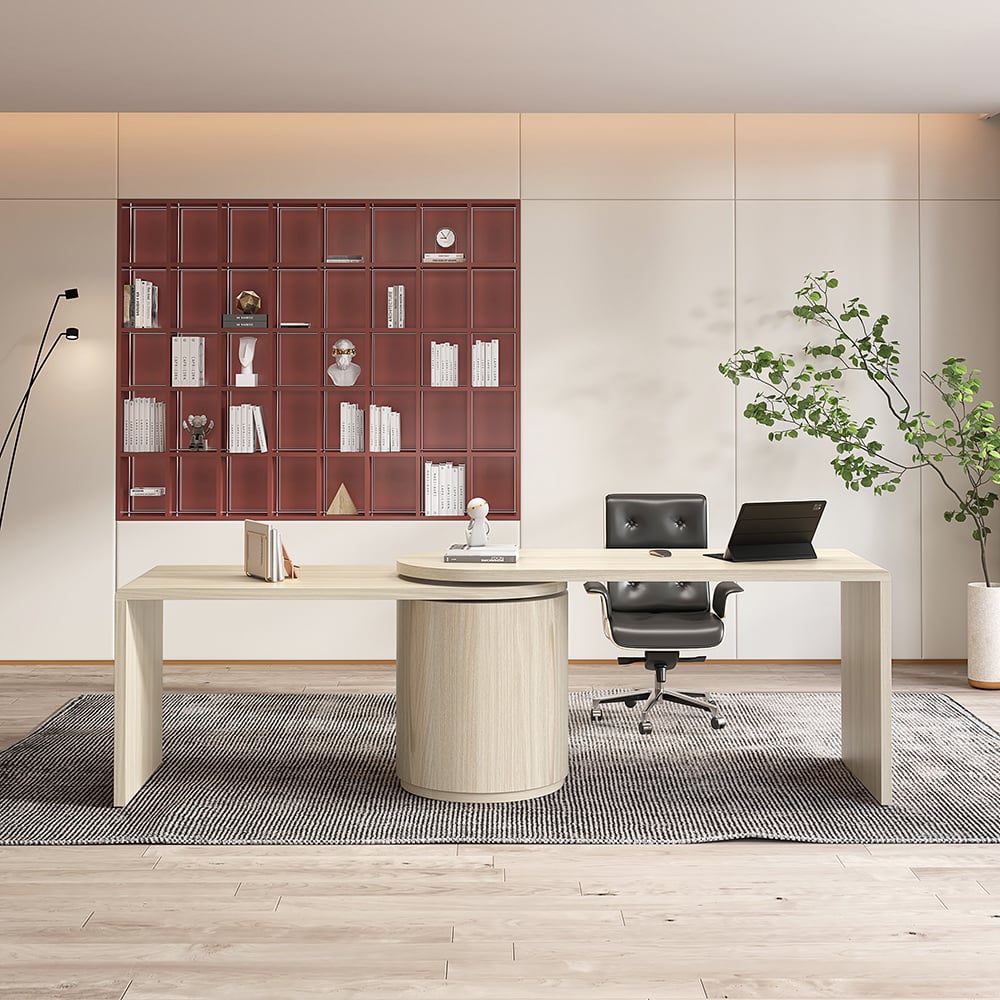 Japandi L Shaped Wood Desk - Japandi