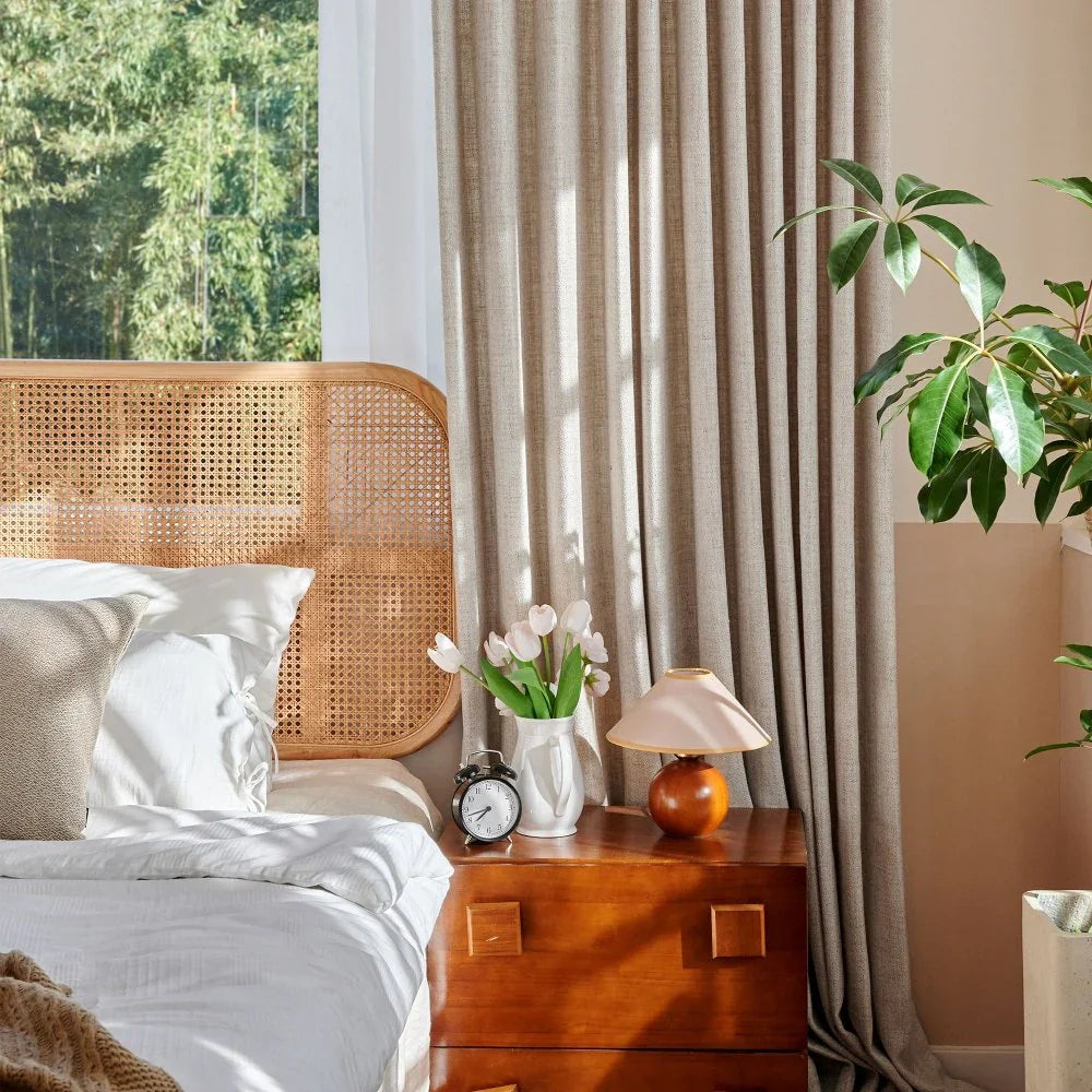 Japandi Custom Wool Linen Blackout Curtains - Japandi
