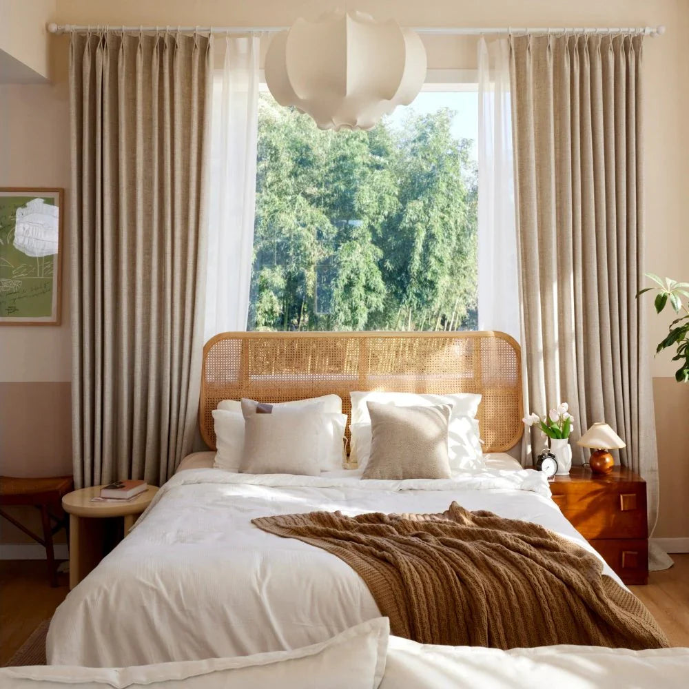 Japandi Custom Wool Linen Blackout Curtains - Japandi