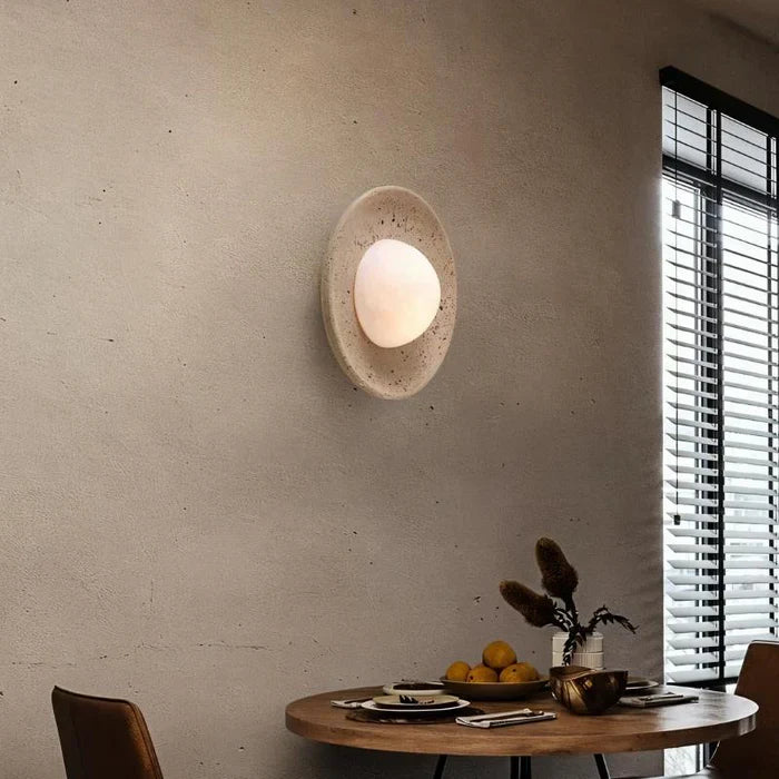 Japandi Travertine Table Lamp – Eretoq - Japandi