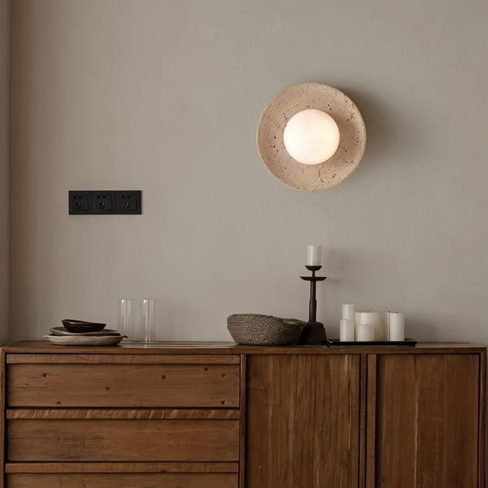 Japandi Travertine Table Lamp – Eretoq - Japandi