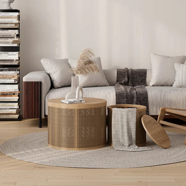 Japandi Rattan Coffee Table Set - Japandi
