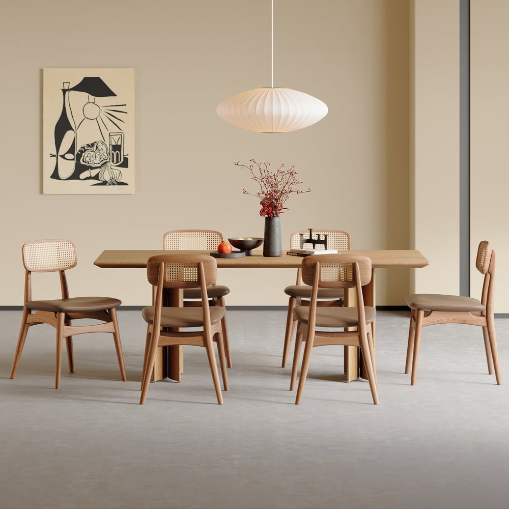 Japandi Faux Leather Chair (x2) - Japandi