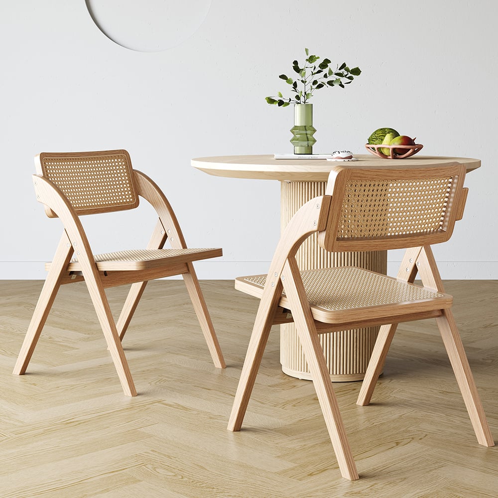 Japandi Rattan Folding Chair (x2) - Japandi