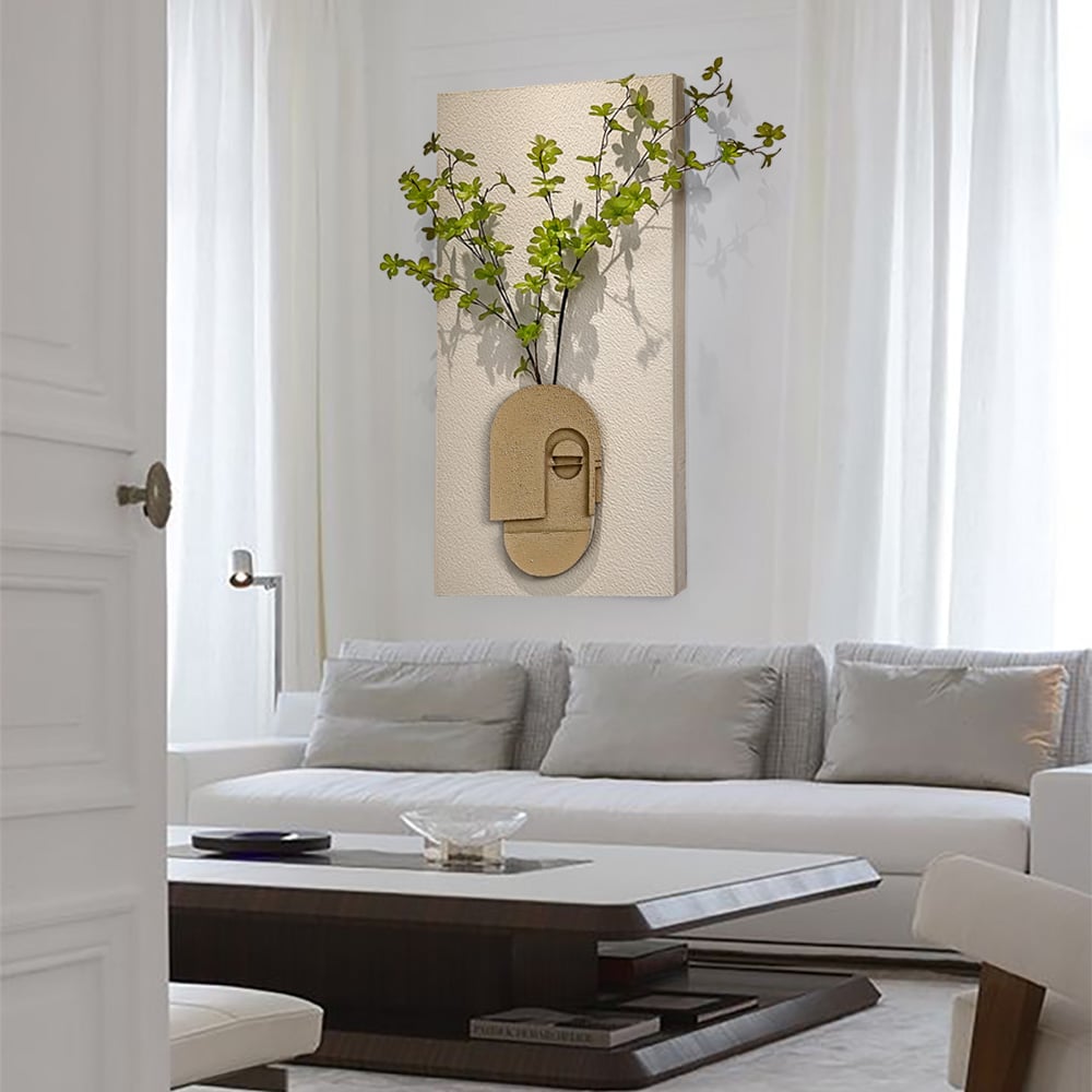 Japandi Handmade Sculpture with Artificial Plants - Japandi