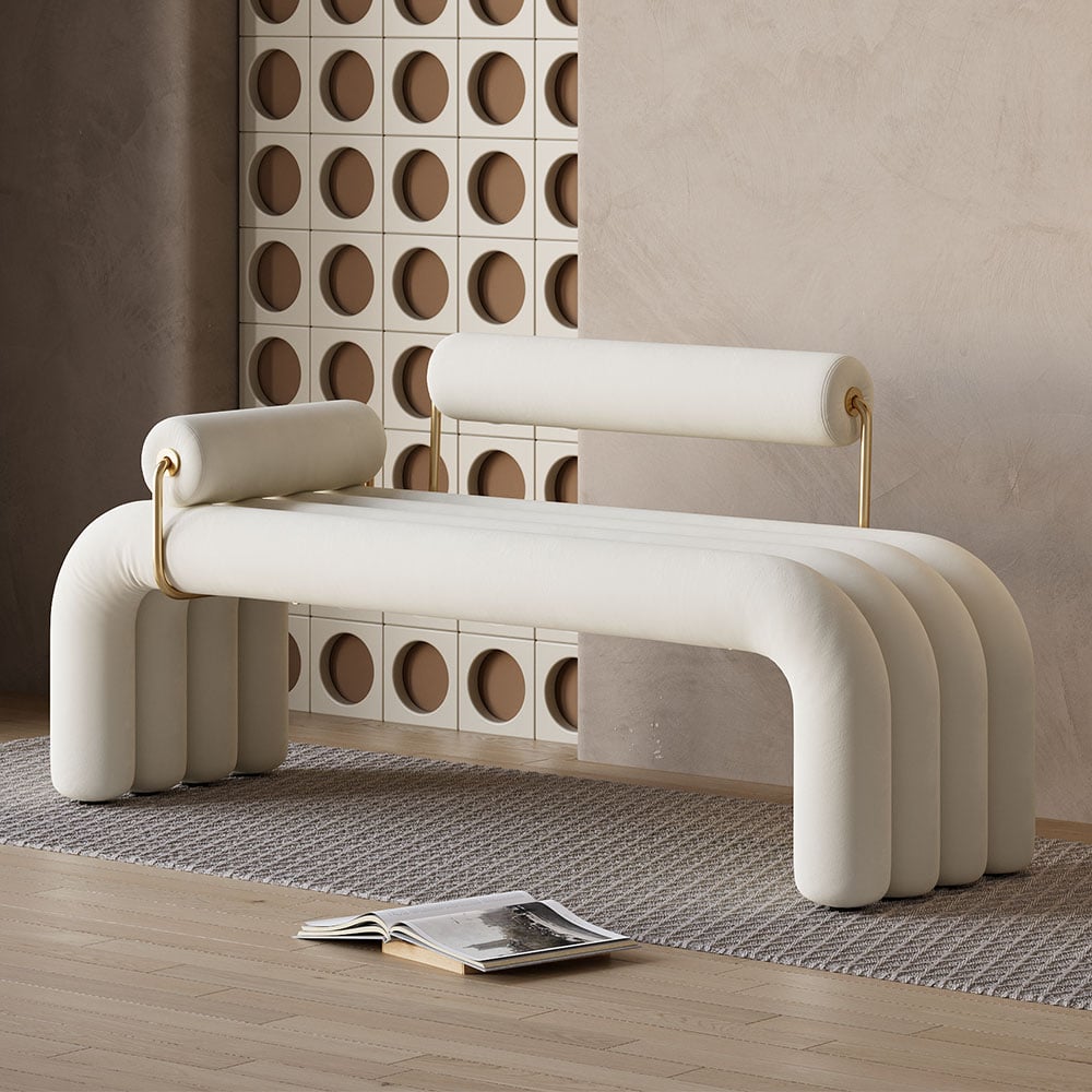 Japandi Modern Velvet Bench - Japandi