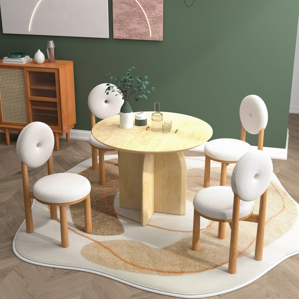Japandi Wood and Bouclé Chair - Japandi
