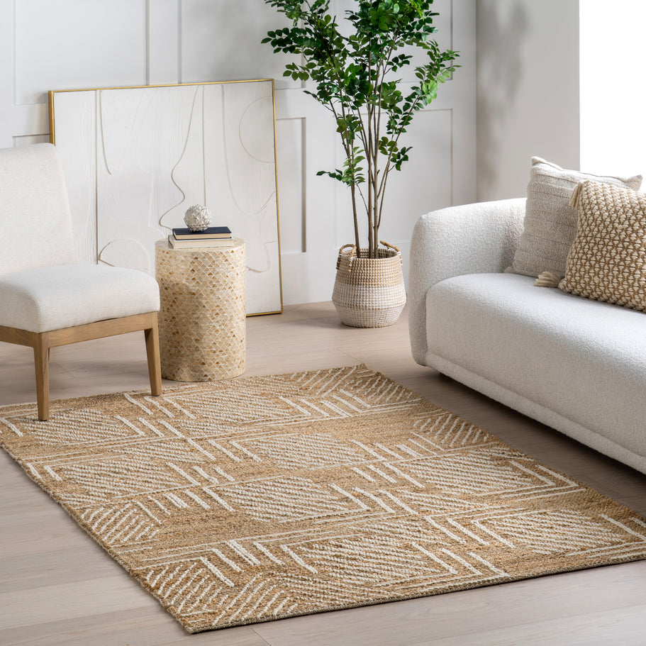 Japandi Geometric Jute Rug - Japandi