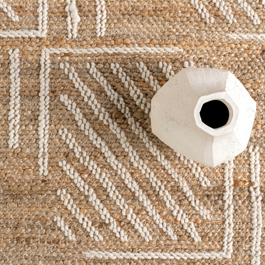 Japandi Geometric Jute Rug - Japandi