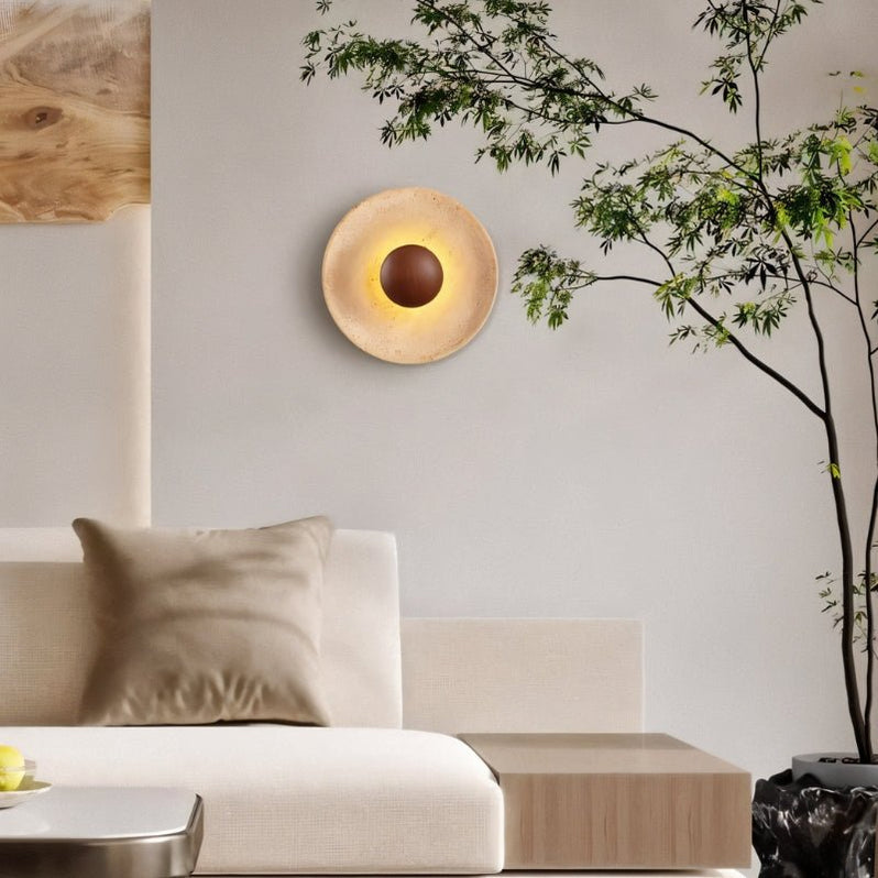 Japandi Rectangular Travertine Wall Lamp With Soft Glow – Glova - Japandi