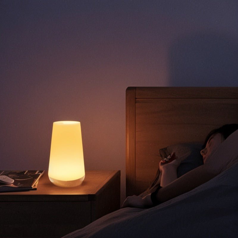 Japandi Linen Shade Table Lamp With Curved Form – Halina - Japandi