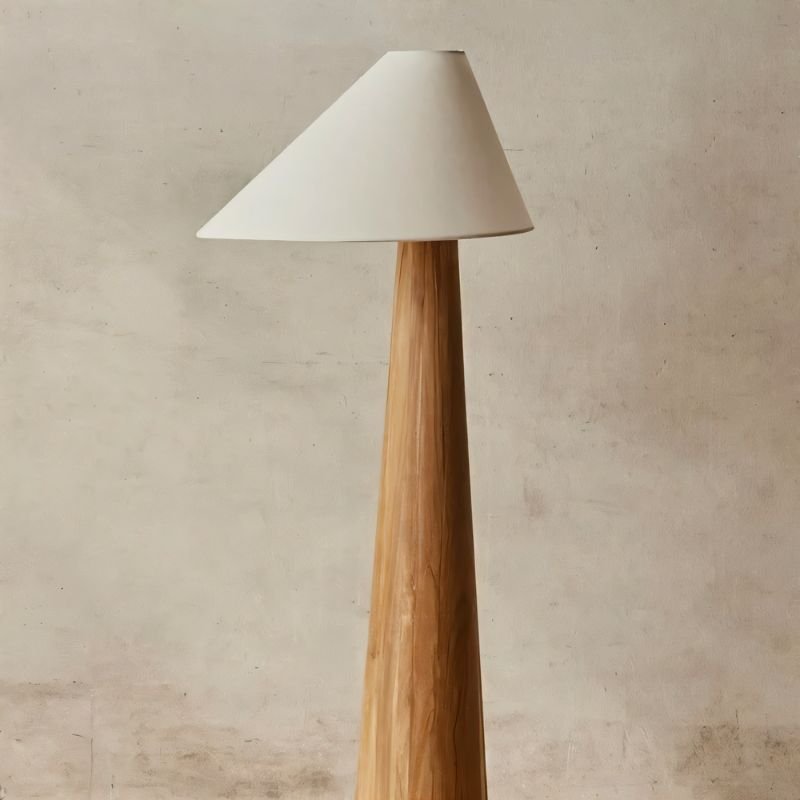 Japandi Solid Oak Floor Lamp With Clean Lines – Holza - Japandi