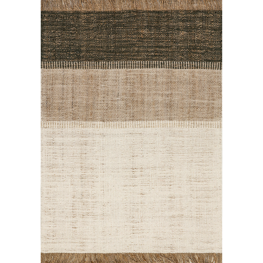 Japandi Rust Striped Fringed Rug - Japandi