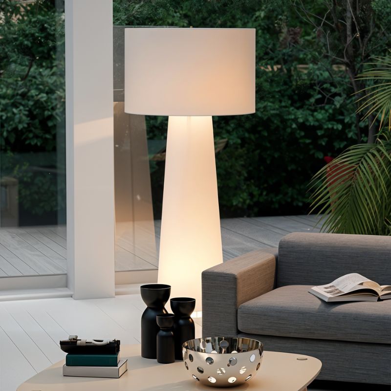 Japandi Sculptural Wood & Fabric Floor Lamp – Inara - Japandi
