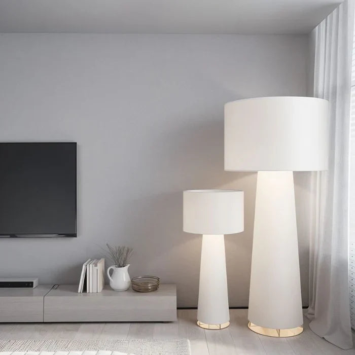 Japandi Sculptural Wood & Fabric Floor Lamp – Inara - Japandi