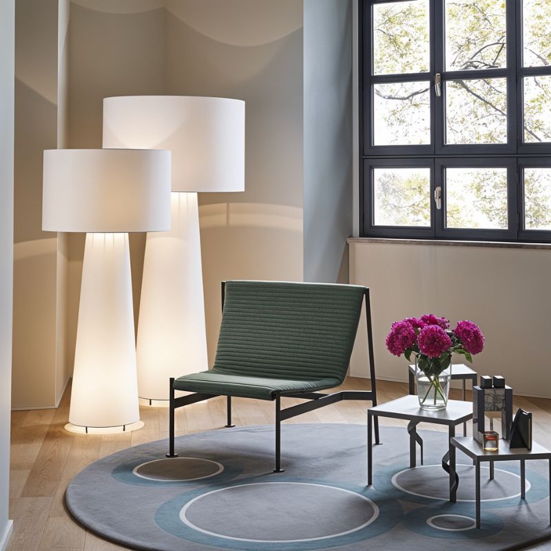 Japandi Sculptural Wood & Fabric Floor Lamp – Inara - Japandi