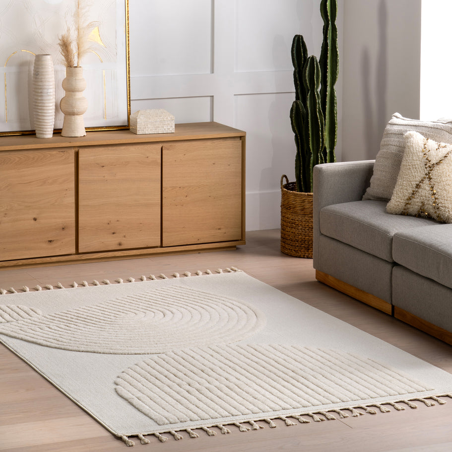 Japandi Arc Tasseled Rug - Japandi