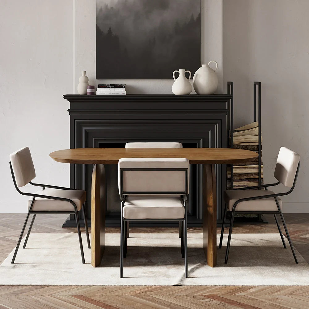Japandi Oval Wood Table for 4 - Japandi
