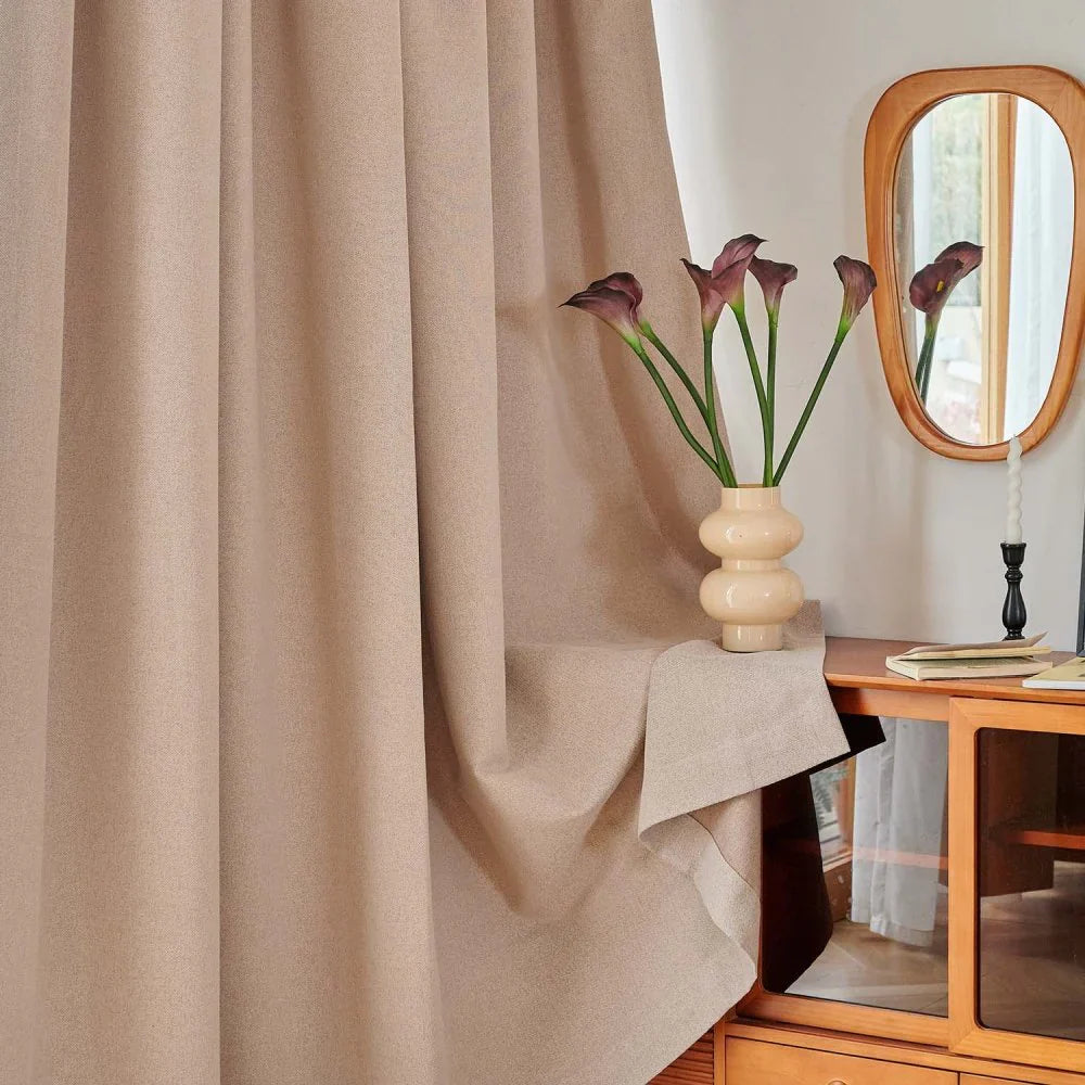 Japandi Solid Color Blackout Curtains - Japandi
