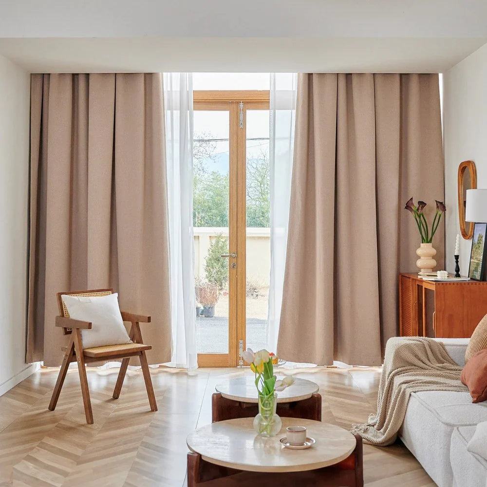 Japandi Solid Color Blackout Curtains - Japandi