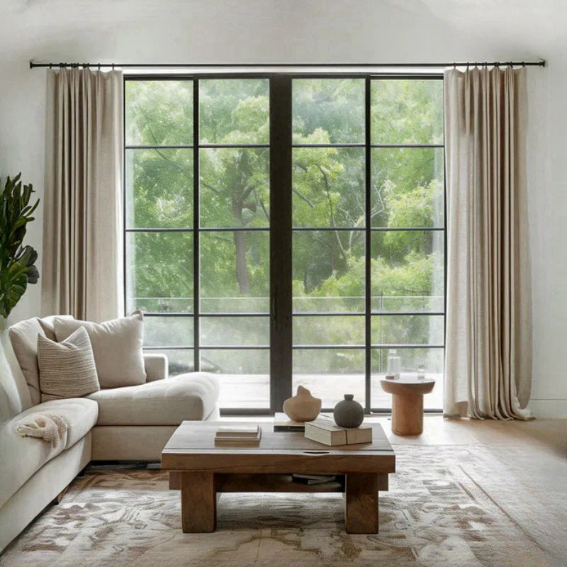 Japandi Linen Blackout Curtains | Pleated - Japandi