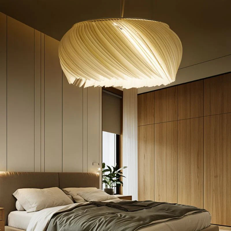 Japandi Curved Metal & Opal Glass Chandelier – Malakos - Japandi